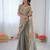 Women light grey golden shaded fendy silk ready to wear saree
