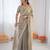 Women light grey golden shaded fendy silk ready to wear saree