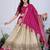 Rani Pink Color acquard With Jari Lining With Print Work Silk Lhenga Choli Set