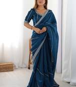 Women rama thread sequence organza silk party wear saree