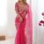 Women pink thread sequence organza silk party wear saree