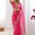 Women pink thread sequence organza silk party wear saree