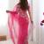 Women pink thread sequence organza silk party wear saree