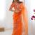 Women orange thread sequence organza silk party wear saree