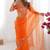 Women orange thread sequence organza silk party wear saree