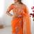 Women orange thread sequence organza silk party wear saree