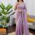 Women lavender  sequence beds work organza silk party wear saree