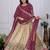 Wine Color acquard With Jari Lining With Print Work Silk Lhenga Choli Set