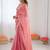 Women peach golden shaded fendy silk ready to wear saree