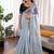 Women sky blue sequence beds work organza silk party wear saree