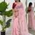 Women baby pink thread sequence crunchy silk party wear saree