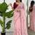 Women baby pink thread sequence crunchy silk party wear saree