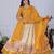 Yellow Color acquard With Jari Lining With Print Work Silk Lhenga Choli Set