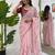 Women baby pink thread sequence crunchy silk party wear saree