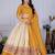 Yellow Color acquard With Jari Lining With Print Work Silk Lhenga Choli Set