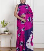Women pink pure cotton printed bandhej ehtnic saree aay-52