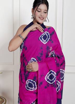 Women pink pure cotton printed bandhej ehtnic saree aay-52 3