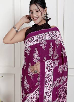 Women red pure cotton printed bandhej ehtnic saree aay-58 3