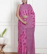 Women pink pure cotton printed bandhej ehtnic saree aay-59