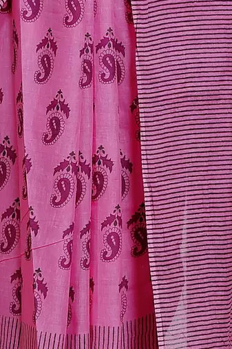 Women pink pure cotton printed bandhej ehtnic saree aay-59