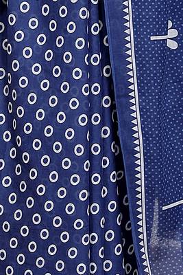 Women blue pure cotton printed bandhej ehtnic saree aay-68 4