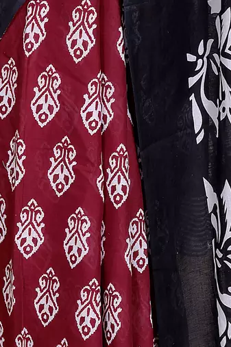 Women red pure cotton printed bandhej ehtnic saree aay-76