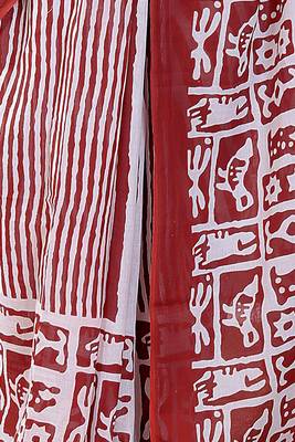 Women red pure cotton printed bandhej ehtnic saree aay-77 4