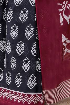 Women black pure cotton printed bandhej ehtnic saree aay-79 4
