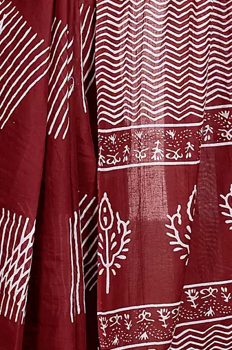 Women red pure cotton printed bandhej ehtnic saree aay-85
