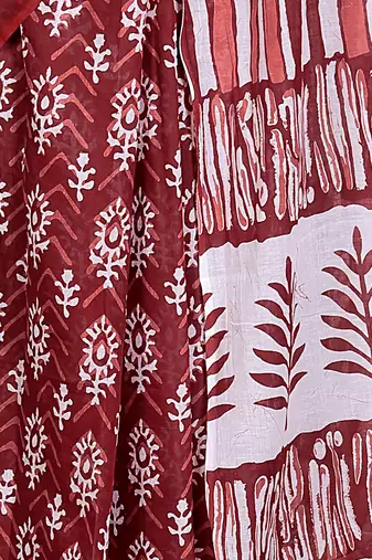 Women red pure cotton printed bandhej ehtnic saree aay-86