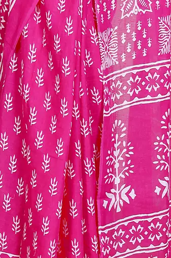 Women pink pure cotton printed bandhej ehtnic saree aay-88
