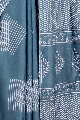 Women blue pure cotton printed bandhej ehtnic saree aay-89 4