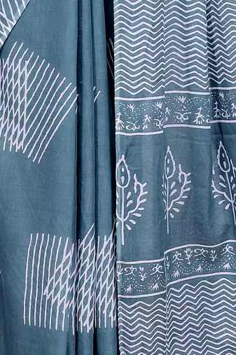 Women blue pure cotton printed bandhej ehtnic saree aay-89