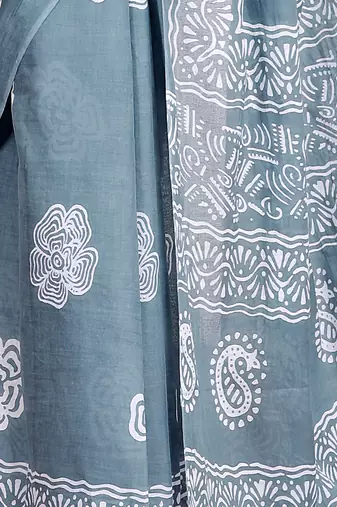 Women blue pure cotton printed bandhej ehtnic saree aay-90