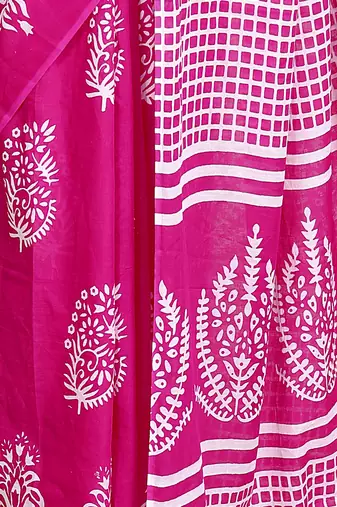 Women pink pure cotton printed bandhej ehtnic saree aay-95
