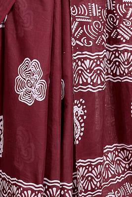 Women red pure cotton printed bandhej ehtnic saree aay-97 4