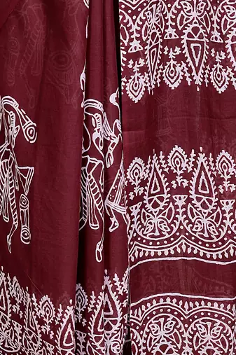 Women red pure cotton printed bandhej ehtnic saree aay-98