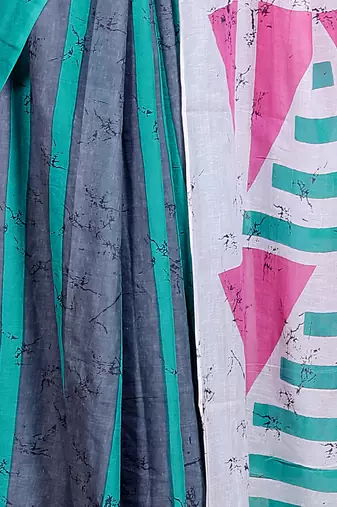 Women sky blue pure cotton printed bandhej ehtnic saree aay-102