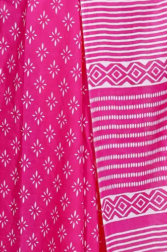 Women pink pure cotton printed bandhej ehtnic saree aay-104