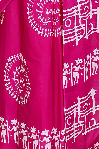 Women pink pure cotton printed bandhej ehtnic saree aay-106