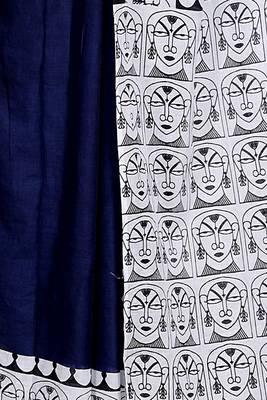 Women blue pure cotton printed bandhej ehtnic saree aay-107 4