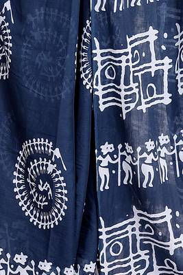Women blue pure cotton printed bandhej ehtnic saree aay-109 4