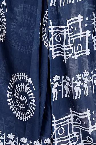 Women blue pure cotton printed bandhej ehtnic saree aay-109