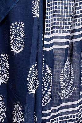 Women blue pure cotton printed bandhej ehtnic saree aay-111 4