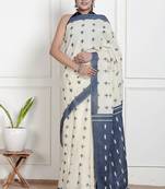 Women cream pure cotton printed bandhej ehtnic saree aay-117