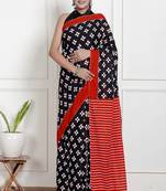 Women black pure cotton printed bandhej ehtnic saree aay-118