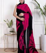 Women purple pure cotton printed bandhej ehtnic saree aay-126