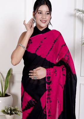 Women purple pure cotton printed bandhej ehtnic saree aay-126 3