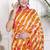 Women orange pure cotton printed bandhej ehtnic saree aay-127