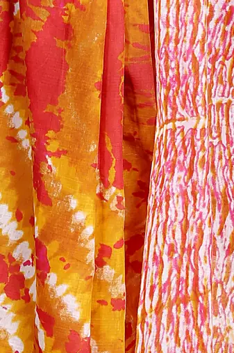 Women orange pure cotton printed bandhej ehtnic saree aay-127